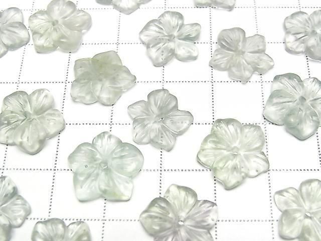 Grüner Fluoritblume 14mm Zentrum Loch 2 Stück