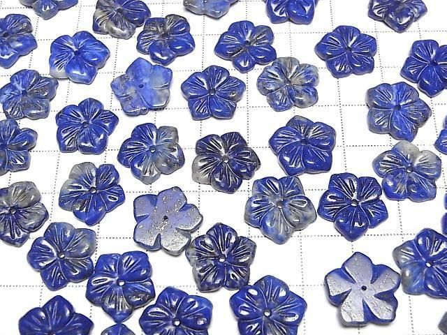 Lapislazuli Blume 14mm Zentrum Loch 2 Stück