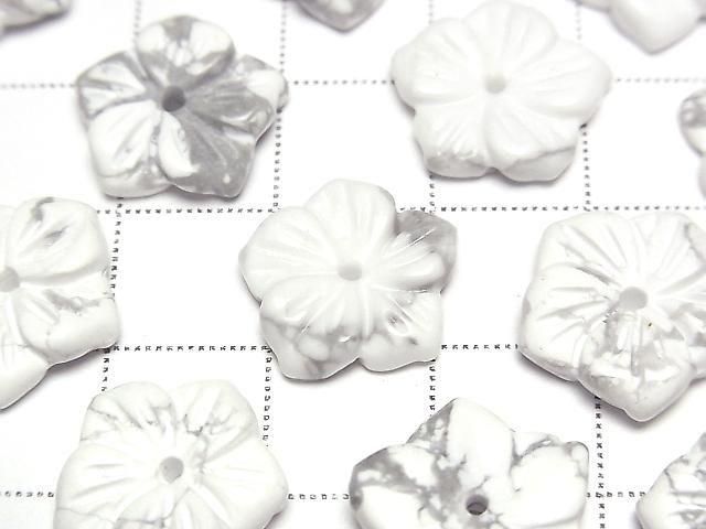Howlit-Magnesit Blume 14mm Zentrum Loch 2 Stück