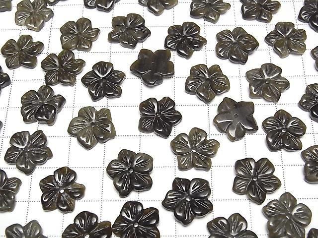 Goldener Obsidian Blume 14mm Zentrum Loch 2 Stück