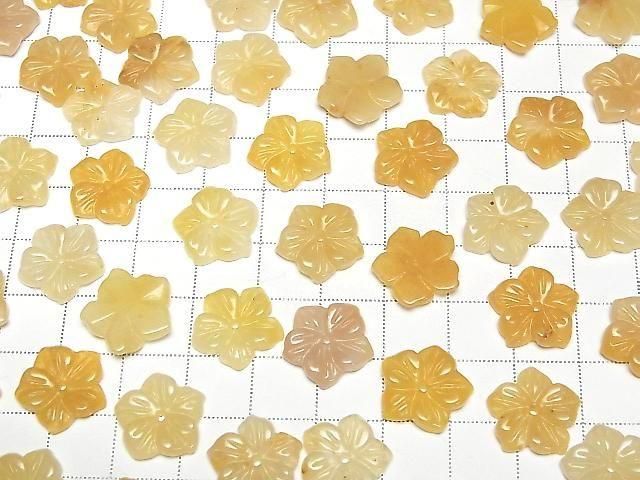Gelber Calcit Blume 14mm Zentrum Loch 2 Stück