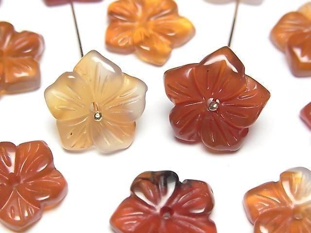 Carnelian Flower 14mm Center Hole 2pcs