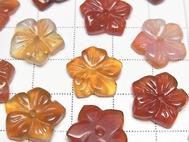 Carnelian Flower 14mm Center Hole 2pcs
