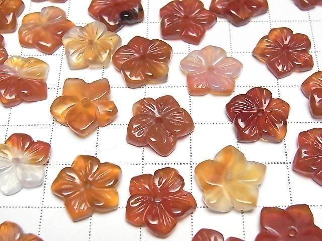Carnelian Flower 14mm Center Hole 2pcs