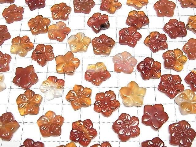 Carnelian Flower 14mm Center Hole 2pcs
