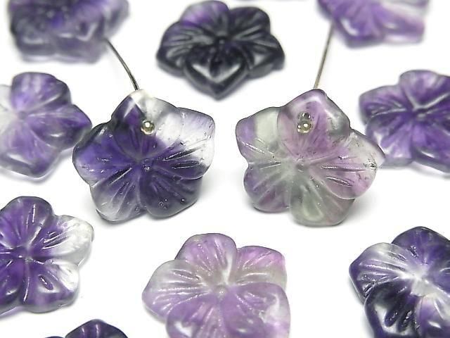 Lila Fluoritblume 14mm Oberes Loch 2 Stück