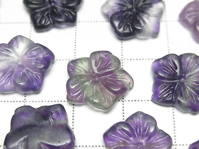 Lila Fluoritblume 14mm Oberes Loch 2 Stück