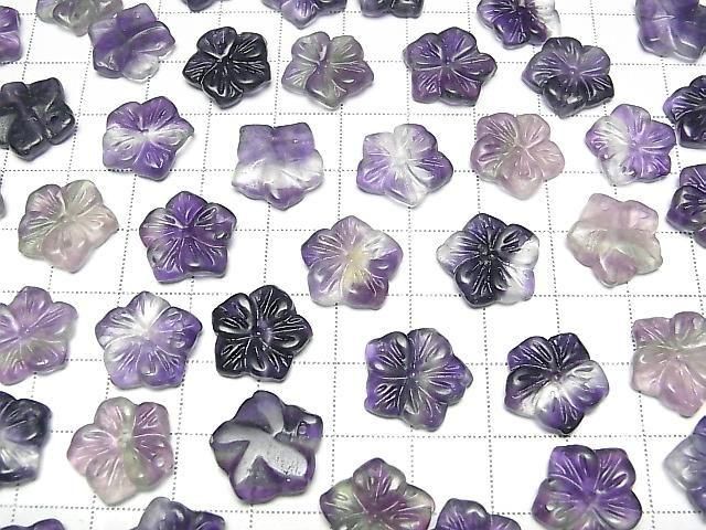 Lila Fluoritblume 14mm Oberes Loch 2 Stück