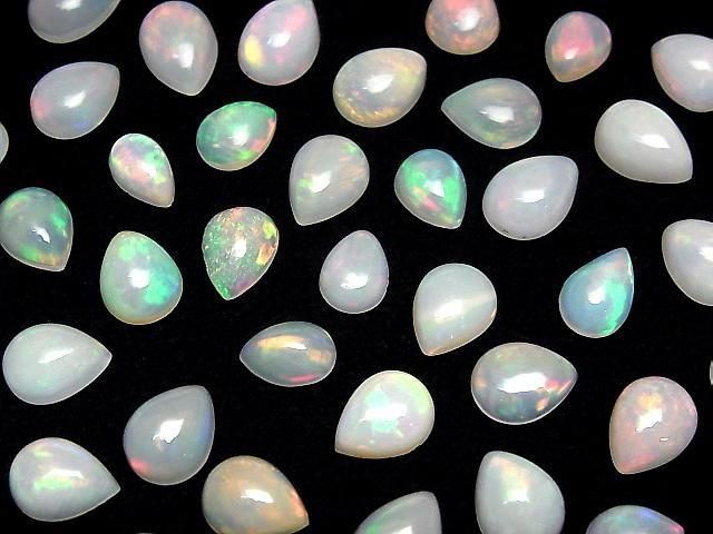 High Quality Ethiopian Opal AAA-Pear Shape Cabochon Mix Size 5pcs
