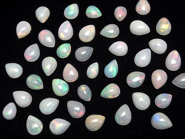 High Quality Ethiopian Opal AAA-Pear Shape Cabochon Mix Size 5pcs