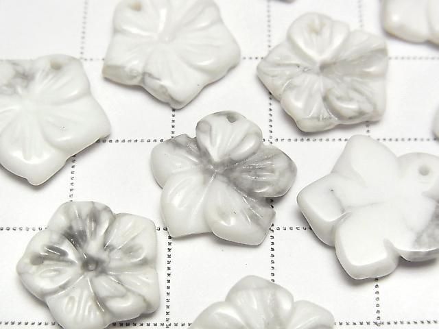 Howlit-Magnesit Blume 14mm Oberes Loch 2 Stück