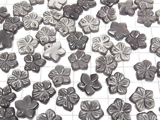 Silber Obsidian Blume 14mm Top Loch 2 Stück