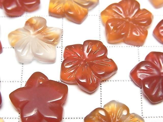Carnelian Flower 14mm Top Hole 2pcs