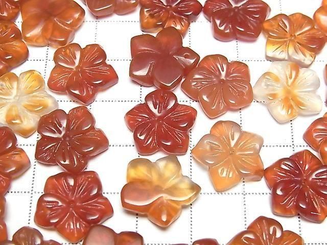 Carnelian Flower 14mm Top Hole 2pcs