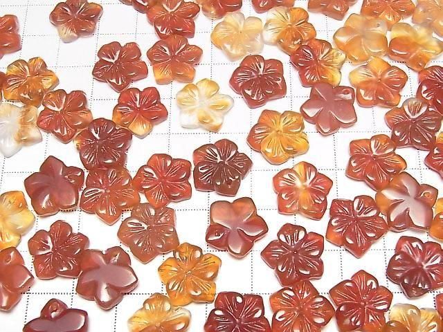Carnelian Flower 14mm Top Hole 2pcs