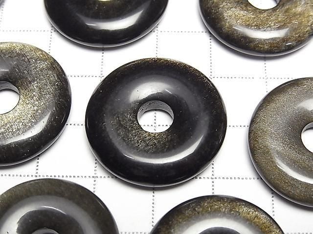 Goldener Obsidian Münze (Donut) 25x25mm 3 Stück