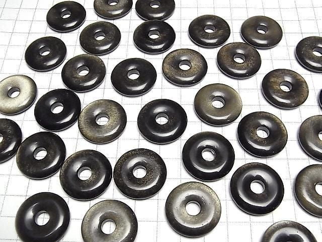 Goldener Obsidian Münze (Donut) 25x25mm 3 Stück