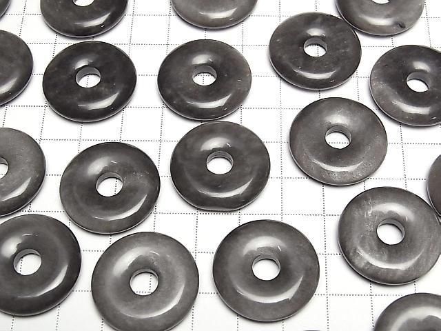 Silber Obsidian Münze (Donut) 25x25mm 3 Stück