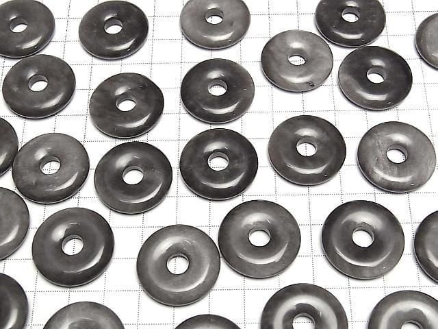 Silber Obsidian Münze (Donut) 25x25mm 3 Stück