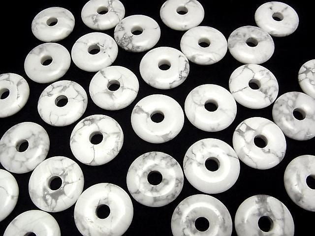 Howlit Magnesit Münze (Donut-Form) 25x25mm 3 Stück