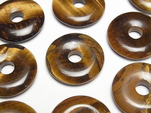 Gelber Tigerauge AA+ Münze (Donut-Form) 25x25mm 3 Stück