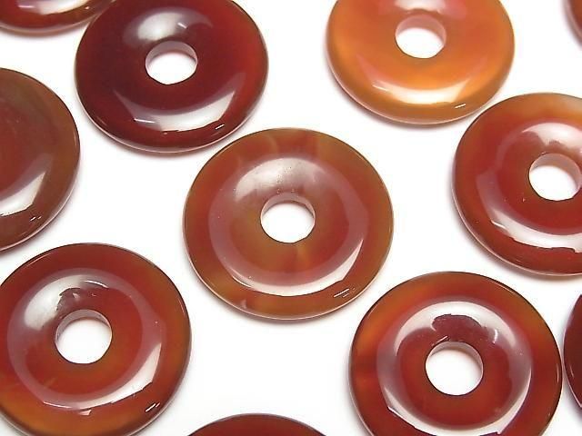 Roter Achat Münze (Donut-Form) 25x25mm 2 Stück