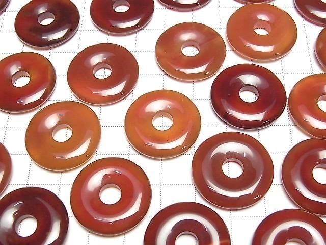 Roter Achat Münze (Donut-Form) 25x25mm 2 Stück