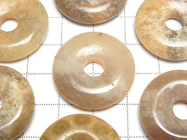 Fossilkoralle Münze (Donut) 25x25mm 2 Stück