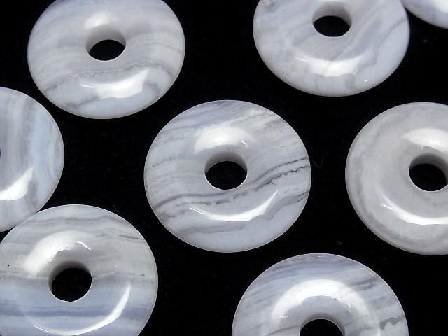 Blauer Lace Achat AA++ Münze (Donut-Form) 25x25mm 2 Stück