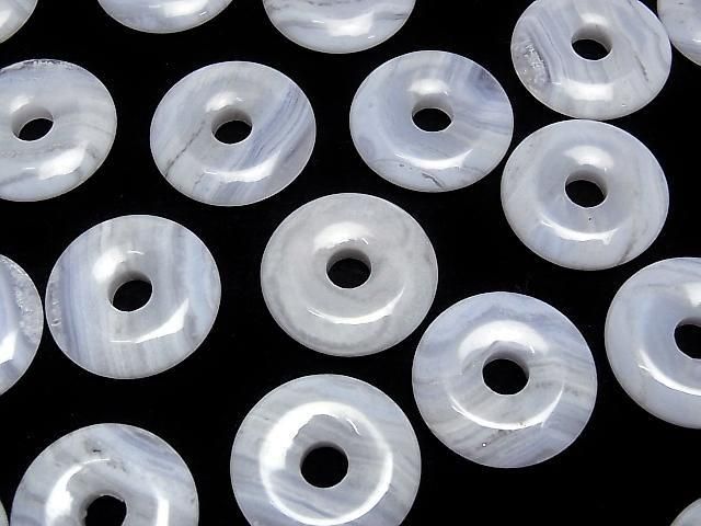 Blauer Lace Achat AA++ Münze (Donut-Form) 25x25mm 2 Stück