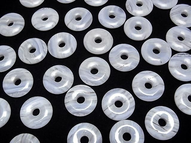 Blauer Lace Achat AA++ Münze (Donut-Form) 25x25mm 2 Stück