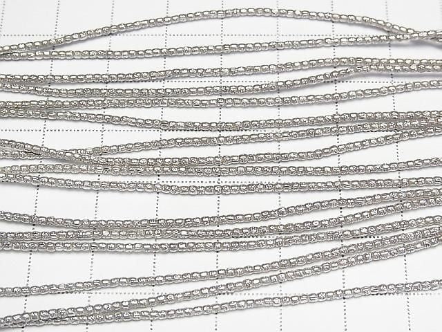 Karen Silver Patterned Rondelle Beads 1.5x1.5x1.5mm 1/4 or 1-strand beads (approx. 27 inches/68 cm)