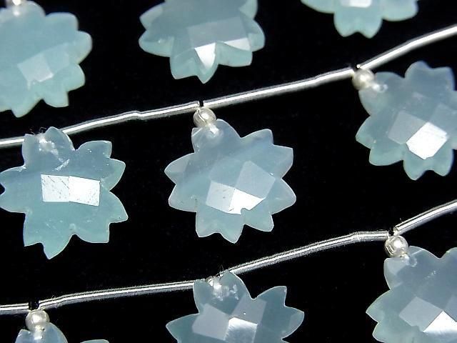 Meeresblauer Chalcedon Blütenform 1 Strang Perlen (6 Stück)