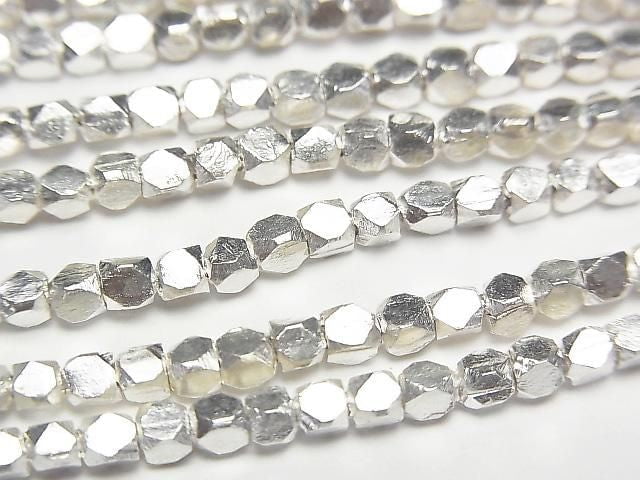 Karen Silver Cube Shape 2.5x2.5x2.5mm White Silver 1/8 or 1-strand beads (approx. 28 inches/70 cm)