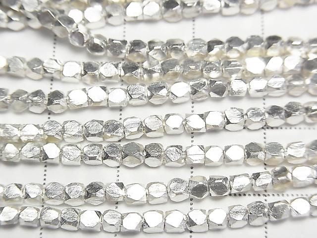 Karen Silver Cube Shape 2.5x2.5x2.5mm White Silver 1/8 or 1-strand beads (approx. 28 inches/70 cm)
