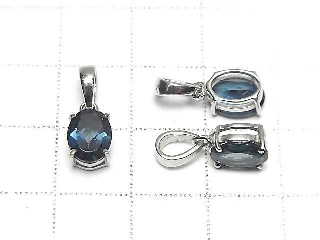 Hochwertiger London Blue Topas AAA oval facettiert 8x6mm Anhänger in Silber925 (1 Stück)