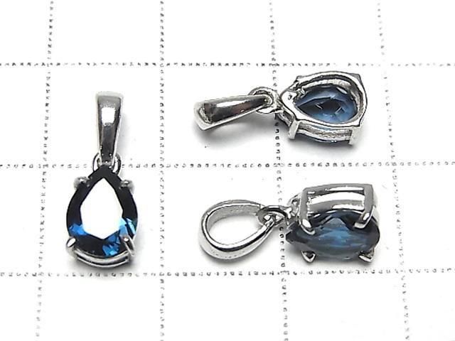 Hochwertiger London Blue Topas AAA tropfenförmiger facettierter 8x6mm Anhänger in Silber925 (1 Stück)