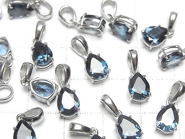 Hochwertiger London Blue Topas AAA tropfenförmiger facettierter 8x6mm Anhänger in Silber925 (1 Stück)