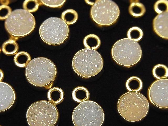Druzy Achat Münze 7x7mm Charm AB-beschichtet 18KGP 2 Stück