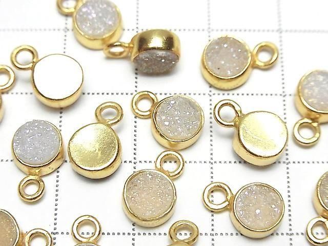 Druzy Achat Münze 7x7mm Charm AB-beschichtet 18KGP 2 Stück