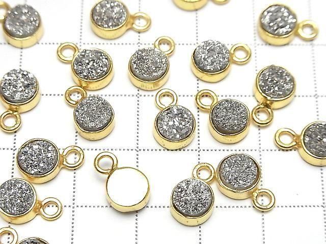 Druzy Achat Münze 7x7mm Charm versilbert 18KGP 2 Stück