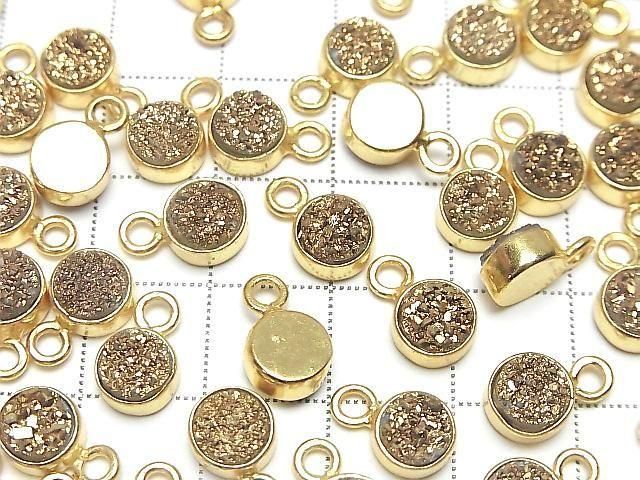Druzy Achat Münze 7x7mm Charm vergoldet 18KGP 2 Stück