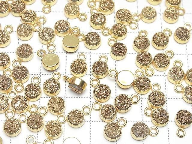 Druzy Achat Münze 7x7mm Charm vergoldet 18KGP 2 Stück