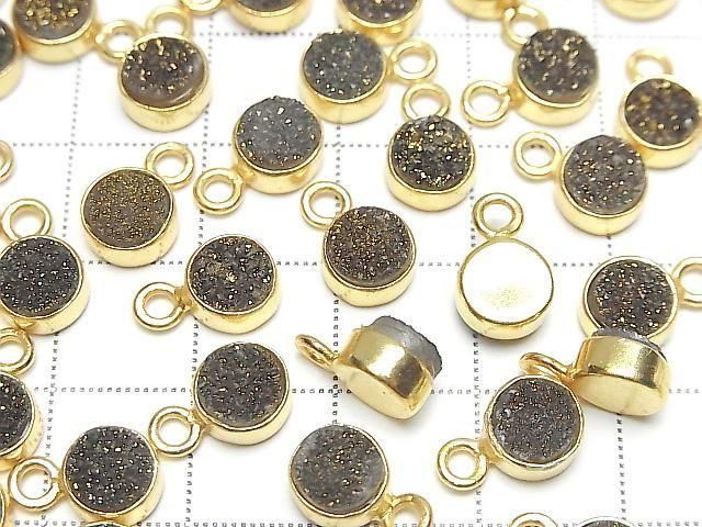 Druzy Achat Münze 7x7mm Charm schwarz-gelb beschichtet 18KGP 2 Stück