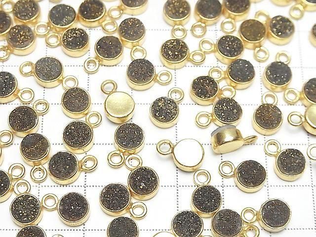 Druzy Achat Münze 7x7mm Charm schwarz-gelb beschichtet 18KGP 2 Stück