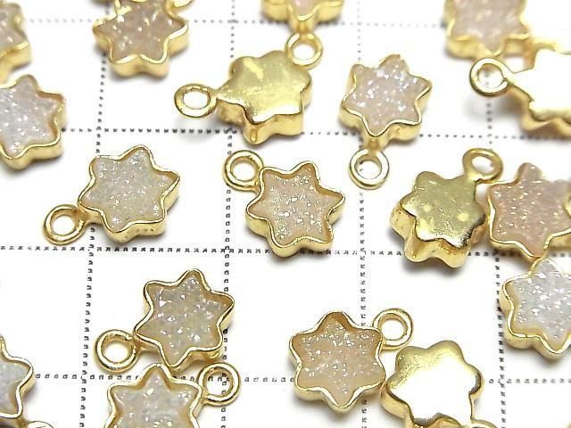Druzy Achat Stern 7x7mm Charm AB Beschichtet 18KGP 2 Stück