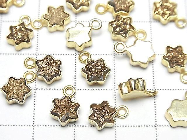 Druzy Achat Stern 7x7mm Charm Gold Beschichtet 18KGP 2 Stück