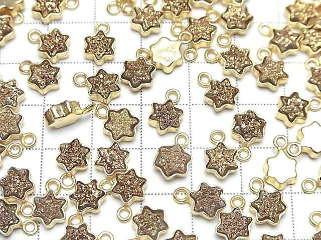 Druzy Achat Stern 7x7mm Charm Gold Beschichtet 18KGP 2 Stück