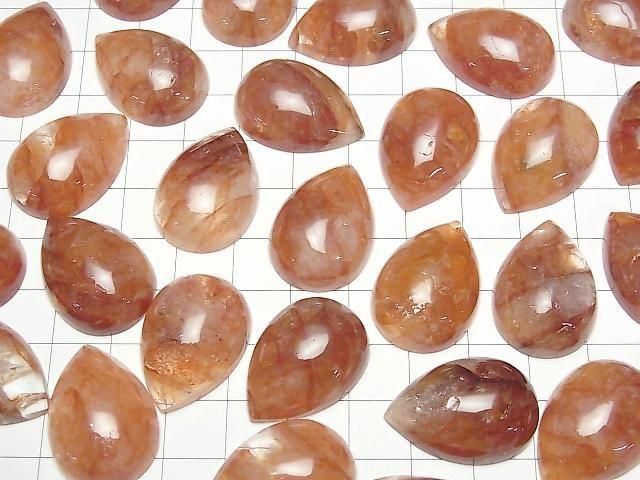Roter Hematoidquarz Birnenform Cabochon 25x18mm 1Stk