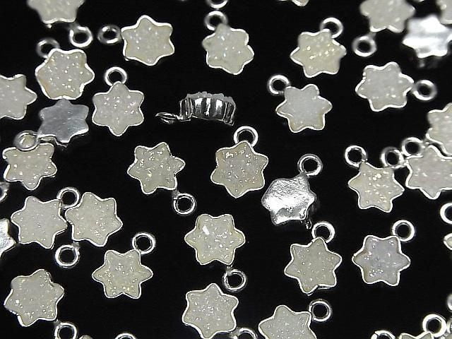 Druzy Achat Stern 7x7mm Charm AB Beschichtet Silber925 2 Stück